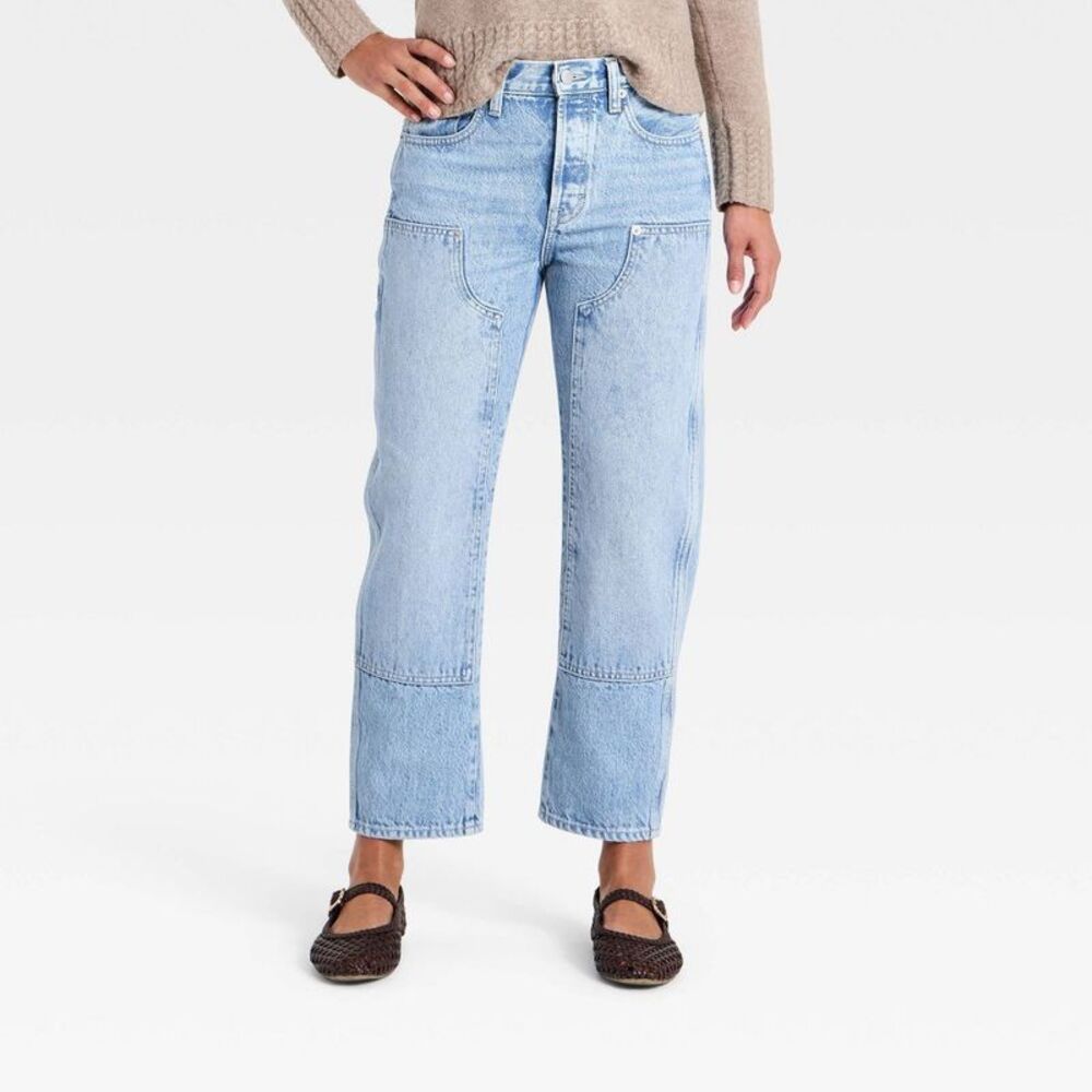 Women's Mid-Rise Painter Boyfriend Jeans - Universal Thread Light Wash 0